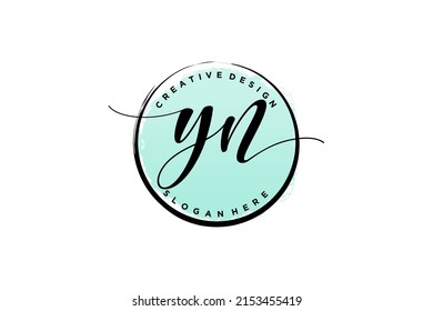 YN handwriting logo with circle template vector signature, wedding, fashion, floral and botanical with creative template.