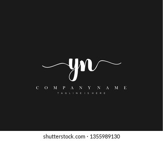 YN initial handwriting logo template vector