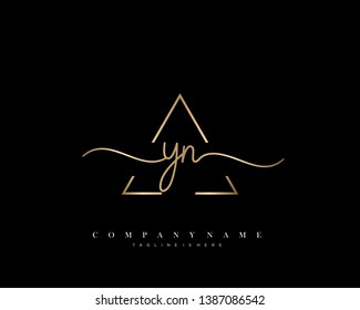 YN initial handwriting logo template vector