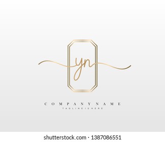 YN initial handwriting logo template vector