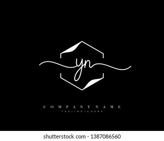 YN initial handwriting logo template vector