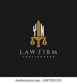 YN initial monogram for lawfirm logo with sword and scale