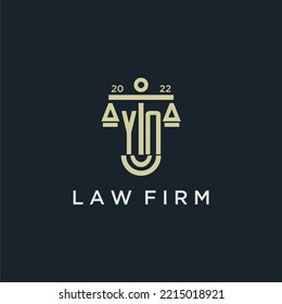 YN initial monogram logo for lawfirm with scale vector design