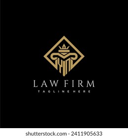 YN initial monogram logo for lawfirm with pillar in creative square design
