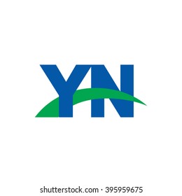 YN initial overlapping swoosh letter logo blue green