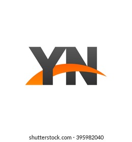 YN initial overlapping swoosh letter logo black orange