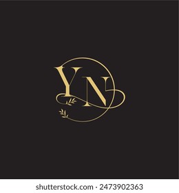 YN letter circle and organic style luxury concept wedding monogram design