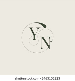 YN letter elegant line concept feminine wedding style beautifull monogram initial