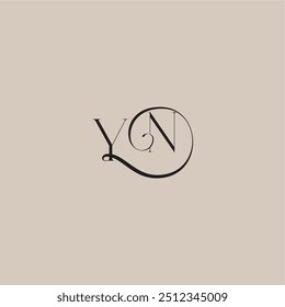 YN letter elegant and luxury style dinamyc curvy initial concept monogram wedding logo