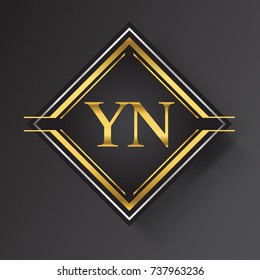 YN Letter logo in a square shape gold and silver colored geometric ornaments.