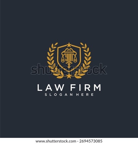 YN letter monogram logo for lawfirm with pillar and leaf image design