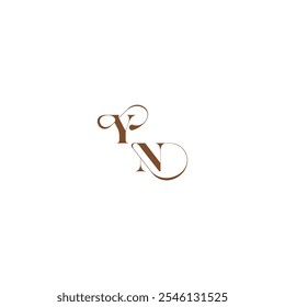 YN letter wedding logo concept elegant curve monogram bold and hairline initial
