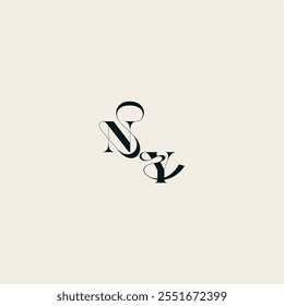 YN letter wedding monogram elegant fancy curve logo bold and hairline initial