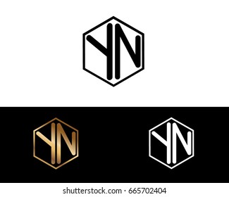 YN letters linked with hexagon shape logo