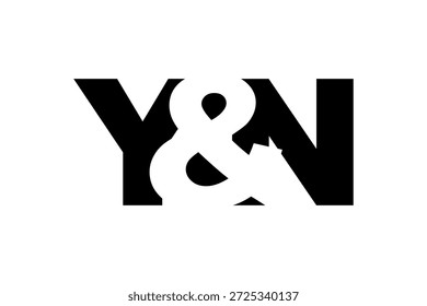 YN Logo Design in fett. Schwarz-weißes Identitätssymbol. Modernes Typografie-Emblem. Symbol für Unternehmensbranding. Minimale Geschäftsvorlage.