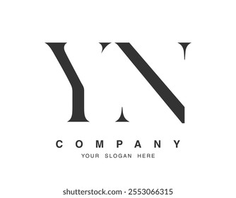 Diseño del logotipo de YN. Estilo de letra inicial y y n serif. Tipografía de nombre de empresa clásica creativa. Logotipo o identidad de moda. Ilustración vectorial.