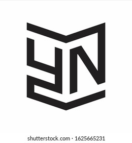 YN Logo Emblem Monogram With Shield Style Design Template Isolated On white Background