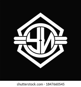 YN logo monogram with circle shape isolated hexagon emblem rounded design template on black background
