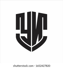 YN Logo monogram with emblem shield shape design isolated on white background