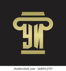 YN Logo monogram with pillar style design template with gold colors