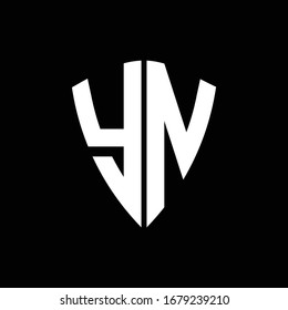 YN logo monogram with shield shape design template