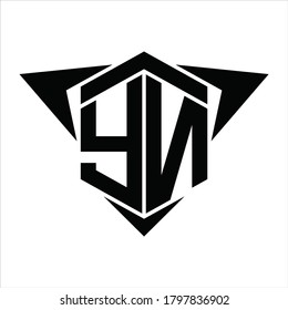 YN Logo monogram with wings arrow around design template on white background