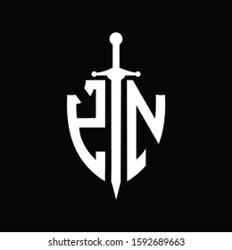 YN logo with shield shape and sword