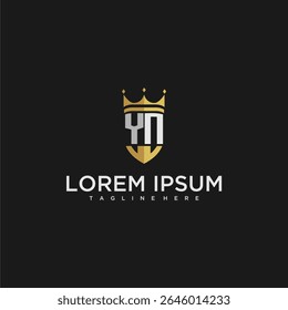 Monograma de lujo de la letra de YN para el diseño del logotipo de la corona y del escudo
