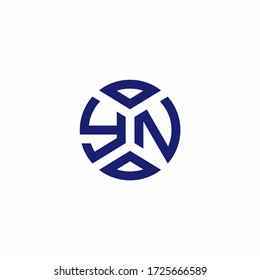 YN monogram logo with abstract shapes in modern style design template