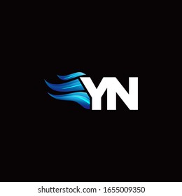 YN monogram logo with blue fire style design template