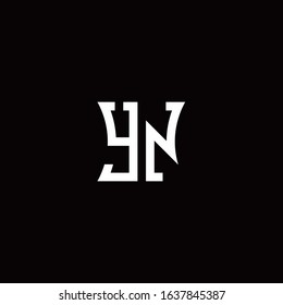 YN monogram logo with curved side style design template