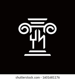 YN monogram logo with pillar style design template
