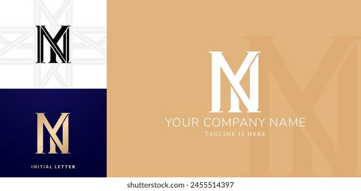 YN or NY monogram logo design elegant style vector illustration for personal name, business, fashion, branding company identity, advertisement materials golden foil, collages prins, wedding invitation