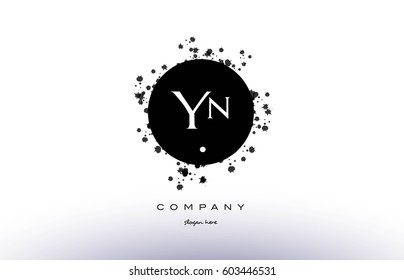 yn y n  black white circle grunge splash vintage retro alphabet company logo design vector icon template