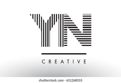 YN Y N Black and White Letter Logo Design with Vertical and Horizontal Lines.