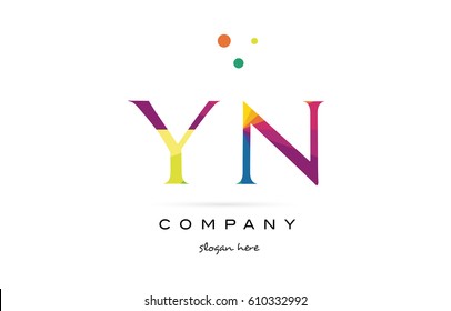 yn y n  creative rainbow colors colored alphabet company letter logo design vector icon template
