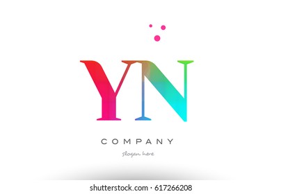 YN Y N creative rainbow colors colored artistic alphabet company letter logo design vector icon template