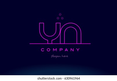 yn y n letter alphabet text pink purple dots contour line creative company logo vector icon design template
