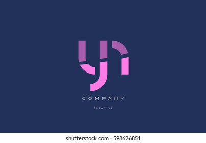 yn y n pink blue pastel modern abstract alphabet company logo design vector icon template letter 