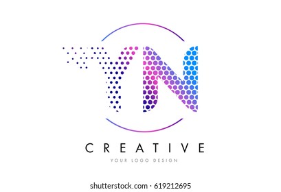 YN Y N Pink Magenta Dotted Bubble Letter Logo Design. Dots Lettering Vector Illustration