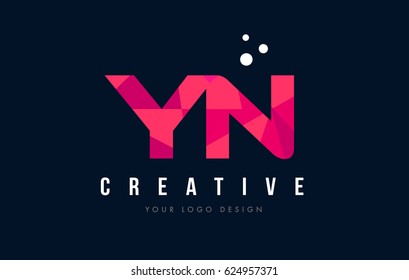 YN Y N Purple Letter Logo Design with Low Poly Pink Triangles Concept