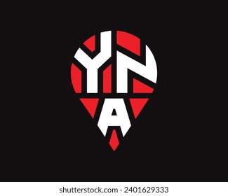 YNA letter location shape logo design