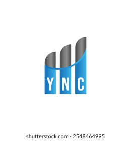 YNC and y n c Creative Letter Logo Vector with Ironside Grey
and Blue Colors