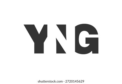 Diseño del logotipo de YNG. Letra inicial Y N G estilo de letra en negrita para startups tecnológicas, consultoría, marca corporativa. Nombre creativo de la empresa, titulares de la tipografía, identidad, logotipo de moda. Ilustración vectorial.