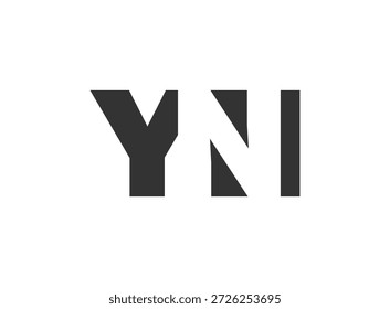 Diseño del logotipo de YNI. Letra inicial Y N Estilo de letra en negrita para startups tecnológicas, consultoría, marca corporativa. Nombre creativo de la empresa, titulares de la tipografía, identidad, logotipo de moda. Ilustración vectorial.