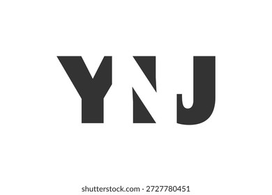 YNJ Logo Design. Anfangsbuchstabe Y N J fett Schriftart für Tech-Startups, Beratung, Corporate Branding. Name des kreativen Unternehmens, Schlagzeilen, Typografie, trendige Logoart. Vektorgrafik.