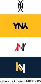 yny initial, monogram, text logo design 