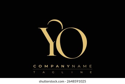 YO Abstract logotipo de joia criativa. Um logotipo elegante com iniciais de monograma dourado em uma tipografia elegante e moderna, perfeito para a marca
