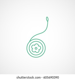 Yo Yo Baby Toy Green Line Icon On White Background