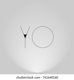 YO Black thin minimalist LOGO Design with Highlight on Gray background.